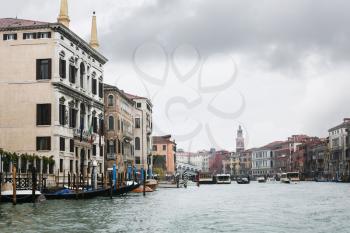 travel to Italy - palaces on Grand Canal in Venice city in rainy autumn day