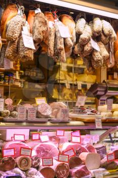 travel to Italy - shop with italian meat delicacy in Padua city