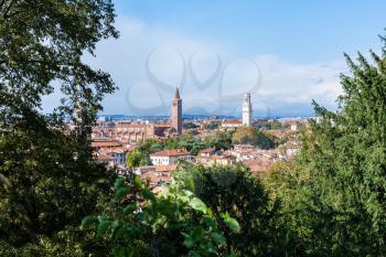 travel to Italy - view of Verona city between green trees
