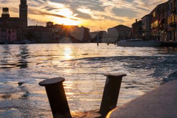 travel to Italy - sunset over canal in Venice city