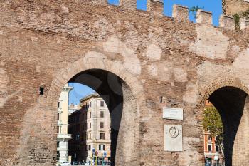 travel to Italy - gate (Porta San Giovanni) in ancient city Aurelian Wall in Rome