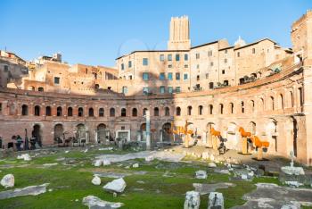 travel to Italy - Trajan market of Trajan's Forum in ancient roman forums in Rome city