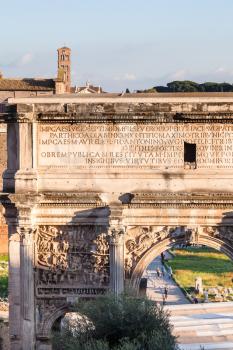 travel to Italy - Arch of Septimius Severus on Roman Forums in Rome city