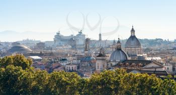 travel to Italy - panorama of Rome city in side of Capitoline Hill from Castle of St Angel