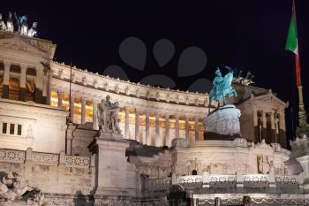 travel to Italy - Altare della Patria (Altar of Fatherland, Monument to Victor Emmanuel II) in Rome city in night