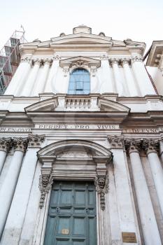 travel to Italy - facade of Church Santa Maria dell' Orazione e Morte (Saint Mary of the Prayer and Death) on street Via Giulia in Rome city