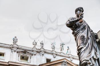 travel to Italy - Statue Saint Peter close up on piazza San Pietro in Vatican city