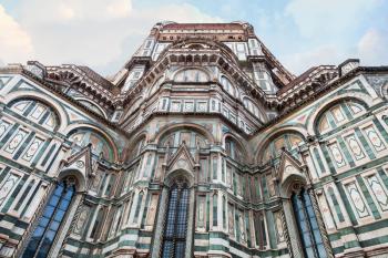 travel to Italy - decorated walls and windows of Duomo Cathedral Santa Maria del Fiore in Florence city