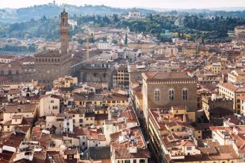 travel to Italy - above view of Florence town with Palazzo Vecchio from Campanile