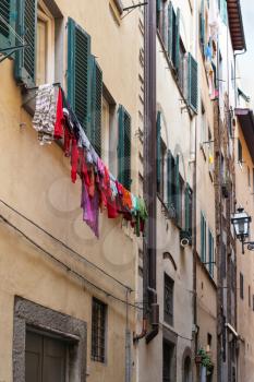 travel to Italy - old apartment house in historic center of Florence city