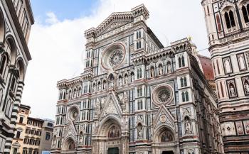 travel to Italy - facade of Cathedral Santa Maria del Fiore in Florence city after rain