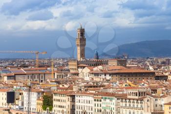 travel to Italy - cityscape of Florence city with Palazzo Vecchio from Piazzale Michelangelo