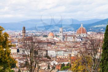 travel to Italy - above view of Florence town in autumn day