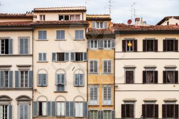 travel to Italy - facades of various medieval houses in Florence city
