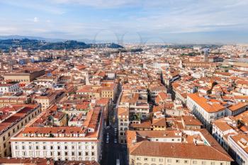 travel to Italy - above view of houses in Florence city from Campanile
