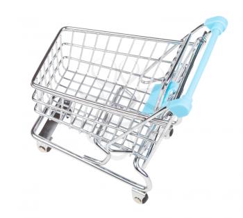 empty shopping trolley isolated on white background