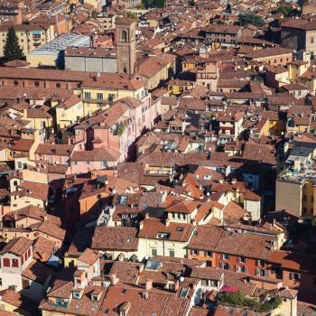 travel to Italy - above view of Bologna town from Asinelli tower