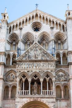travel to Italy - front view of Duomo Cathedral in Ferrara city