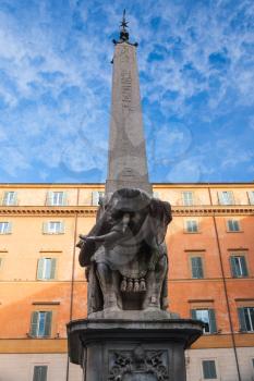 Travel to Italy - elephant and obelisk by Bernini on piazza Santa Maria Sopra Minerva in Rome city