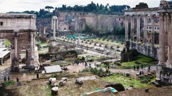 travel to Italy - Arch of Septimius Severus and Forum of Caesar on Roman Forums in Rome city in winter