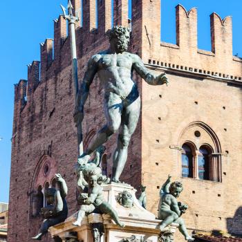 travel to Italy - Statue of Neptune in Bologna city in sunny day