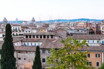 travel to Italy - view of old houses from Capitoline hill in Rome in evening