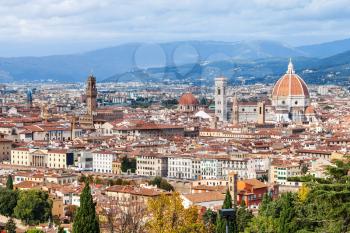 travel to Italy - above view center of Florence city from San Miniato al Monte in autumn