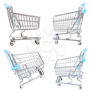 set from empty shopping carts isolated on white background