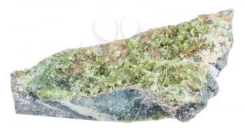 macro shooting of geological collection mineral - druse of Vesuvianite (Idocrase, Vesuvian) crystals isolated on white background