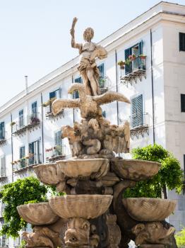travel to Italy - Garraffo Fountain (Fontana del Garraffo) baroque fountain on Piazza Marina in Palermo city in Sicily
