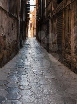 travel to Italy - old narrow street with in Palermo city in Sicily