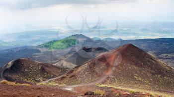travel to Italy - natural landascape on Etna volcano in Sicily in summer day