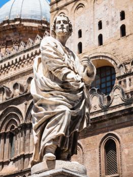 travel to Italy - sculpture near Palermo Cathedral in Sicily