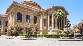 travel to Italy - Teatro Massimo Vittorio Emanuele on the Piazza Verdi in Palermo city in Sicily