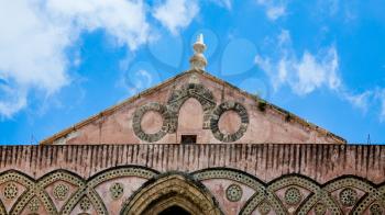 travel to Italy - decorated frieze of Norman cathedral Duomo di Monreale in Sicily