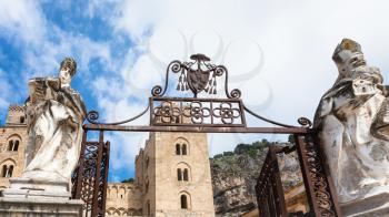 travel to Italy - gate of Cathedral Duomo di Cefalu in Sicily