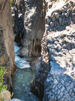 travel to Italy - water stream in Gole dell Alcantara (Gorge of Alcantara river) in Sicily