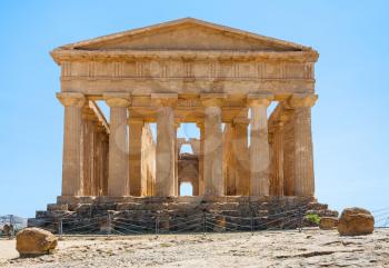 travel to Italy - back side of Tempio della Concordia (Temple of Peace) in Valley of the Temples in Agrigento, Sicily