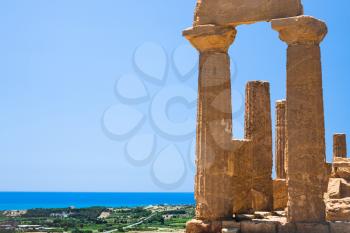 travel to Italy - ruins of Temple of Juno (Hera) in Valley of the temples in Agrigento in Sicily