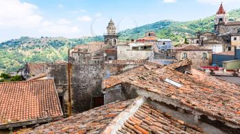 travel to Italy - roofs and churches in Castiglione di Sicilia town in Sicily