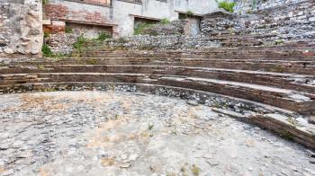 travel to Italy - ruins of ancient roman Odeon theater in Taormina city in Sicily