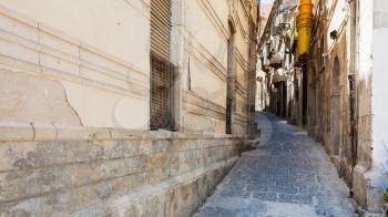 travel to Italy - narrow street in Syracuse city in Sicily
