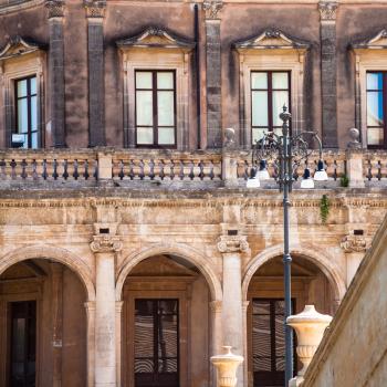 travel to Italy - wall of Palazzo Ducezio (Town Hall) in Noto city in Sicily