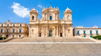 travel to Italy - front view of Noto Cathedral (Minor Basilica of St Nicholas of Myra) in Sicily