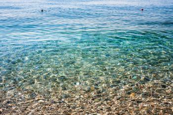 travel to Italy - clear water on spiaggia di Marina di Cottone on Ionian Sea coast near Calatabiano village in Sicily