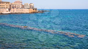 travel to Italy - waterfront in Syracuse city in summer day in Sicily
