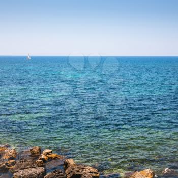 travel to Italy - mediterranean sea coastline near Syracuse city in Sicily in summer