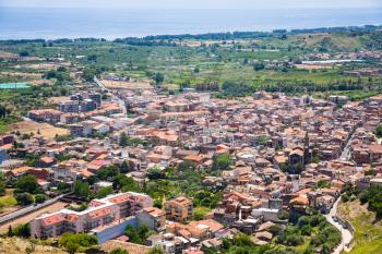 travel to Italy - above view of Calatabiano town in Sicily