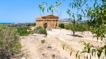 AGRIGENTO, ITALY - JUNE 29, 2011: Valley of the Temples with Temple of peace (Concordia) in Sicily. This area has largest and best-preserved ancient Greek buildings outside of Greece itself