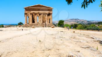 AGRIGENTO, ITALY - JUNE 29, 2011: Temple of peace (Tempio della Concordia) in Valley of the Temples in Sicily. This area has largest and best-preserved ancient Greek buildings outside of Greece itself